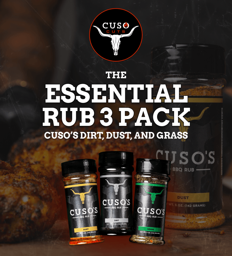 
                  
                    Cuso's Essential Rubs - 3 Pack (Cuso’s Dirt™ BBQ Rub, Grass, & Dust rubs)
                  
                